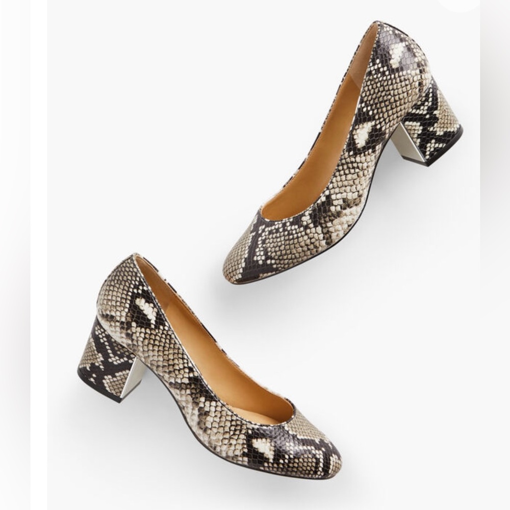 [Talbots] "Isa" Brown and Ivory Embossed Exotic Pumps Sz: 7.5M